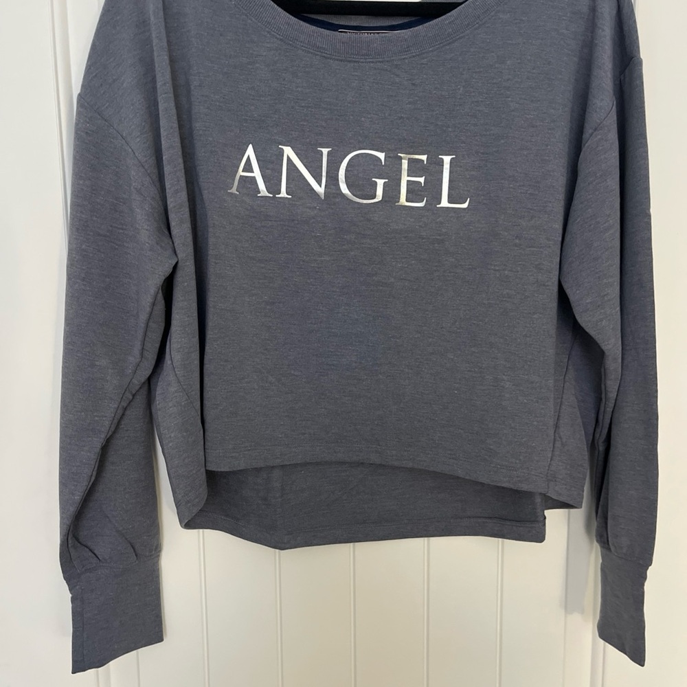 Victorias Secret Stretch Fleece Cropped Crewneck Blue Sweatshirts & Hoodies NWT